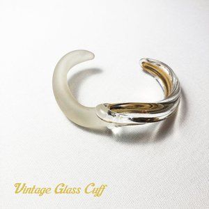 Ocean Wave Blown Glass Cuff Bracelet / Artisan Made Gold Glass Cuff